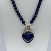 Blue Beaded Heart Necklace