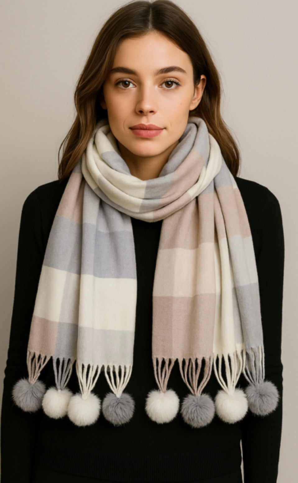 Scarf with Poms