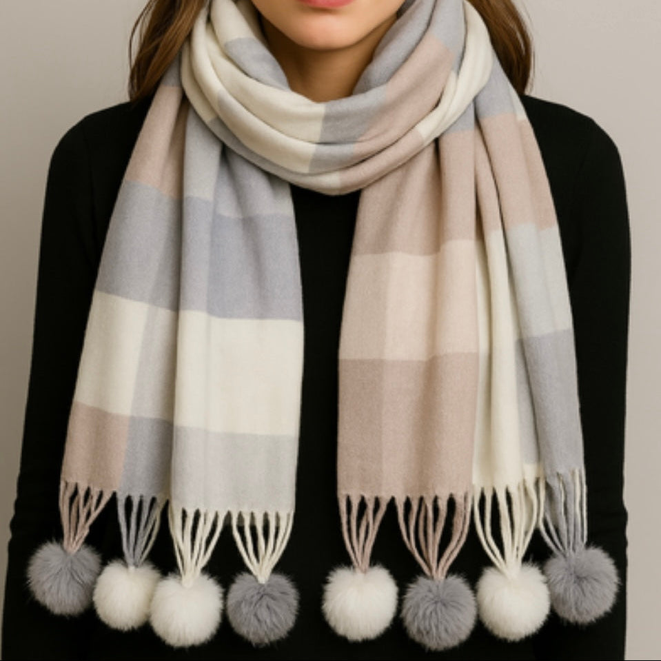 Scarf with Poms