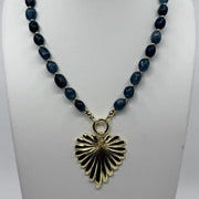 Teal Beaded Heart Necklace