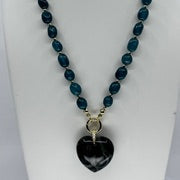 Teal Beaded Heart Necklace