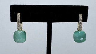 CZ Huggie & Stone Drop Earrings